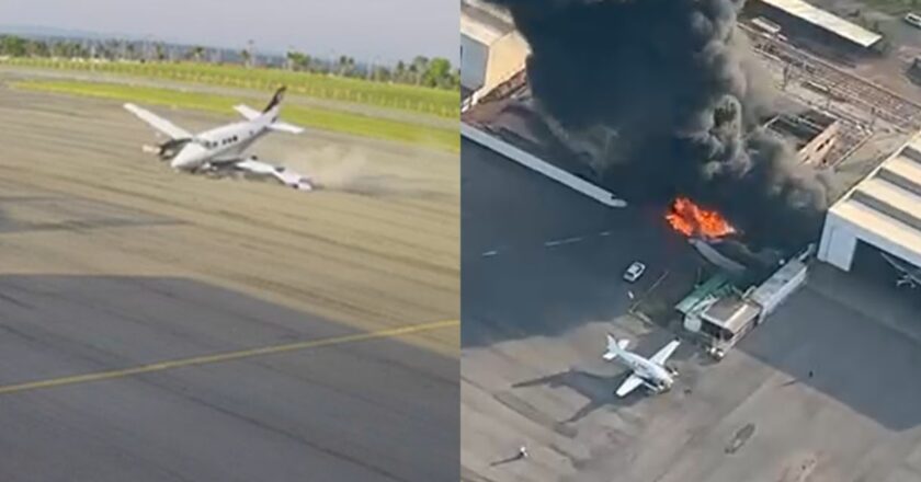 Avião cai, explode e deixa dois mortos em Cuiabá