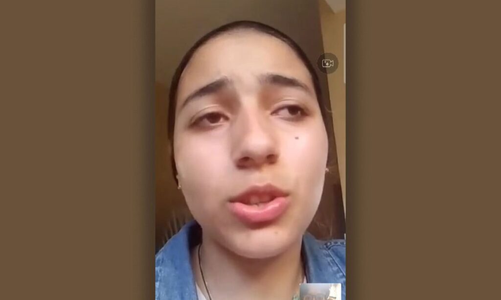 Em Gaza a brasileira Shaed Albanna, de 18 anos, foi informada que terá que deixar a escola. De acordo com ela, há cerca de 30 pessoas nessa escola. Foto: Frame/ Video Conferência