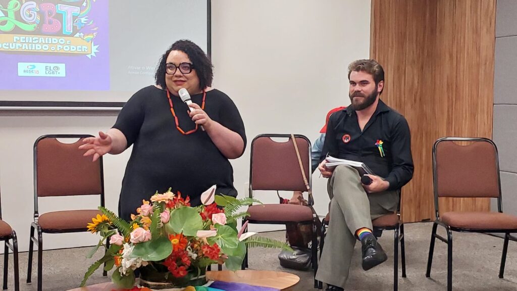 Helena Vieira durante o primeiro encontro LGBT+da Rede em São Paulo