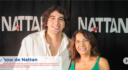 Prefeita de Escada Mary Gouveia e o Cantor Nattan. Foto: Reprodução