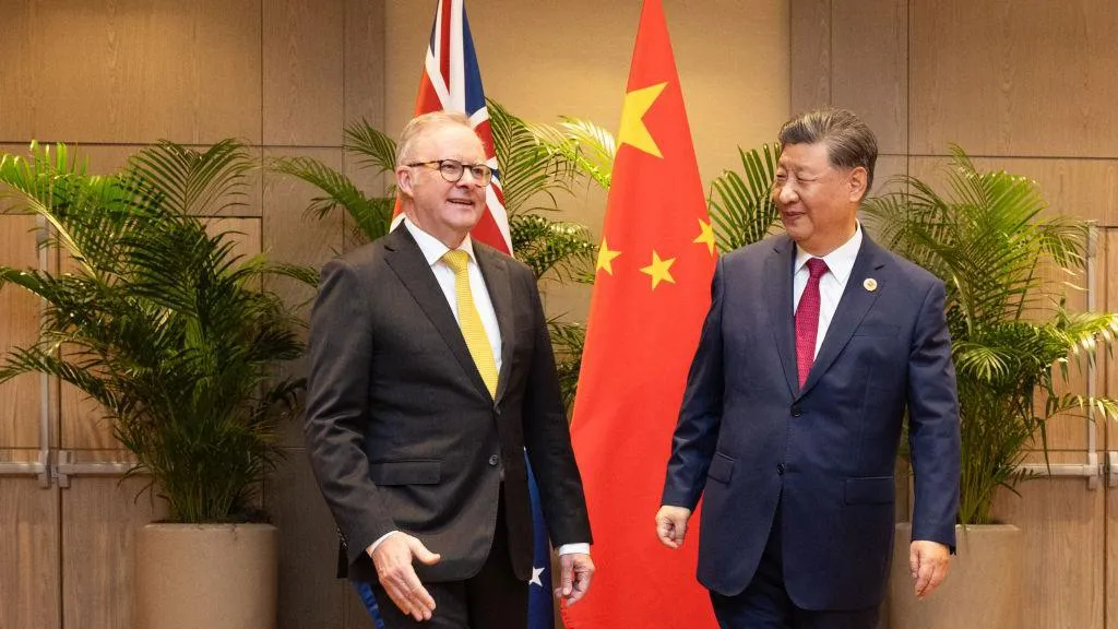 Albanese da Austrália e Xi Jinping da China discutem comércio e segurança entre países. Foto - Getty Imagens